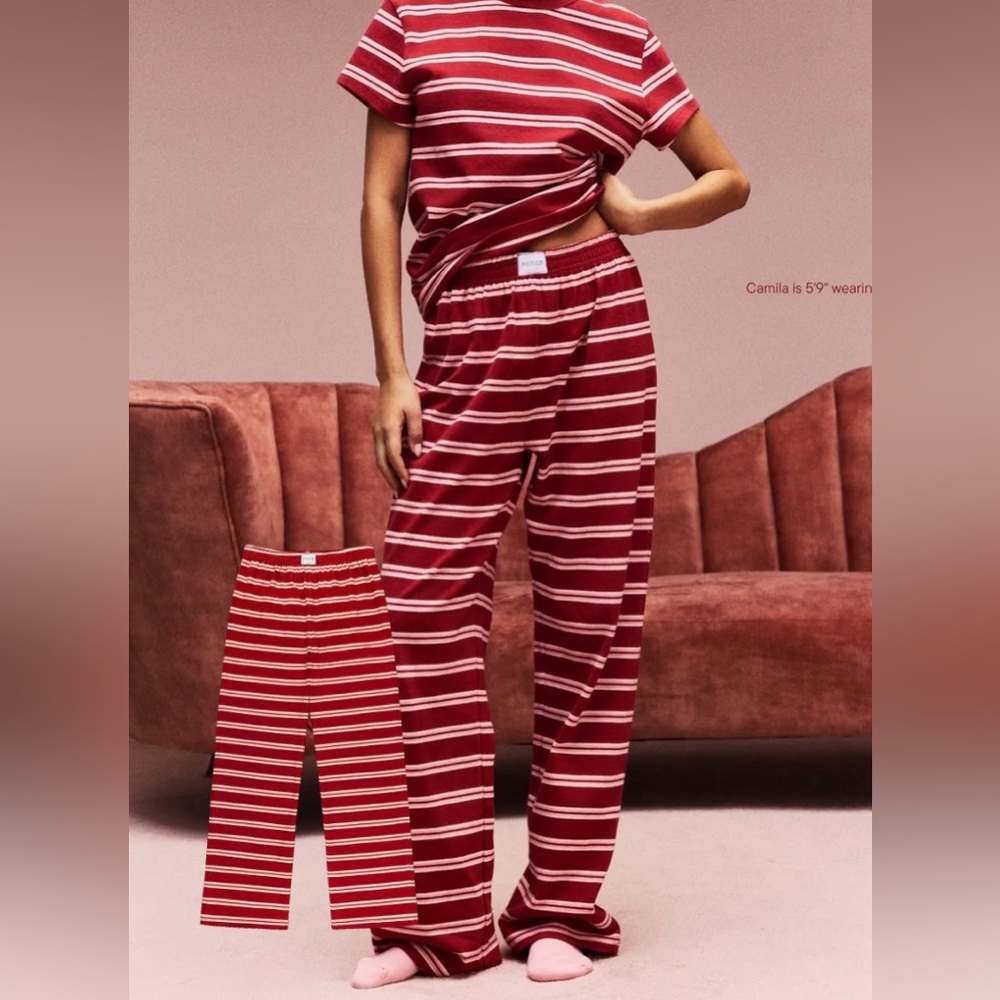 Parke red, pink and white striped cotton boxer pant in size medium NEW